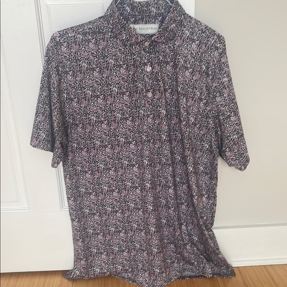 Casual Black and Pink Button Down Shirt with Intricate Patterns